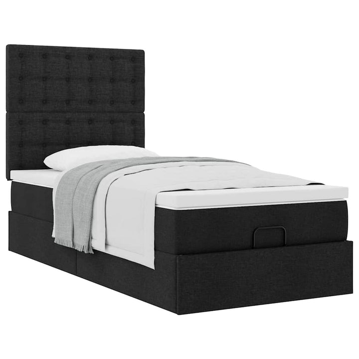 ottoman seng med madras 90x200 cm stof sort