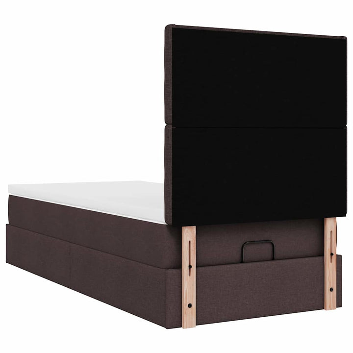 ottoman seng med madras 90x200 cm stof mørkebrun