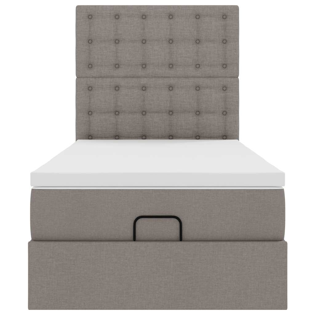 ottoman seng med madras mørkegrå 90x200 cm gråbrun