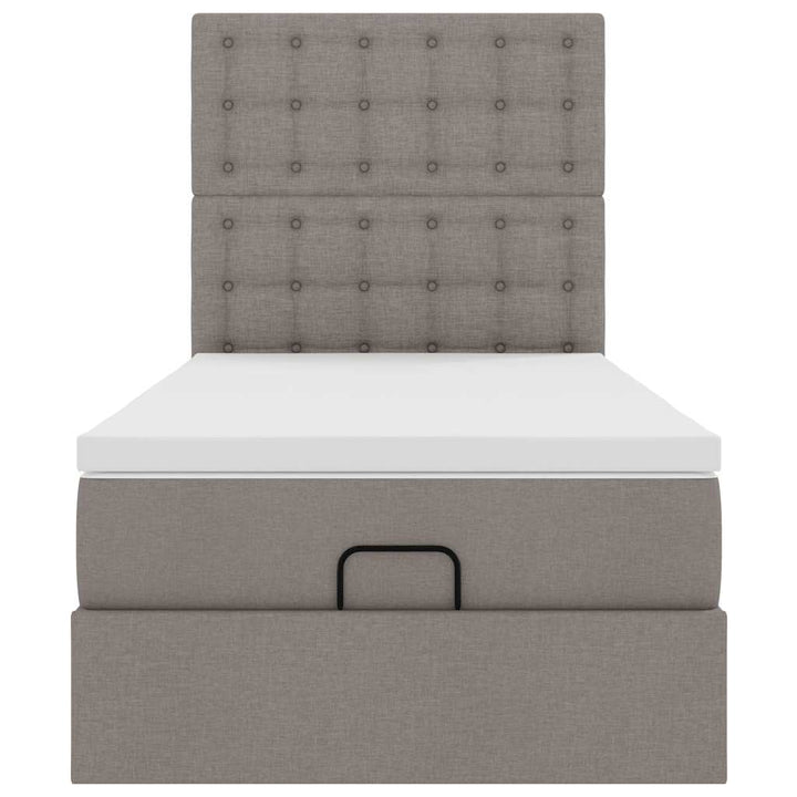 ottoman seng med madras mørkegrå 90x200 cm gråbrun