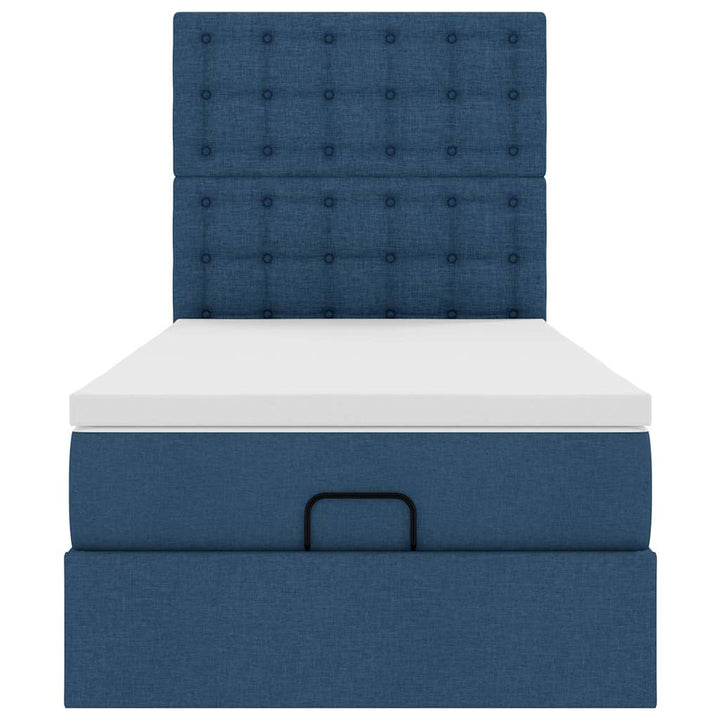 ottoman seng med madras 90x200 cm stof blå