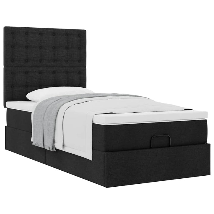 ottoman seng med madras 100x200 cm stof sort