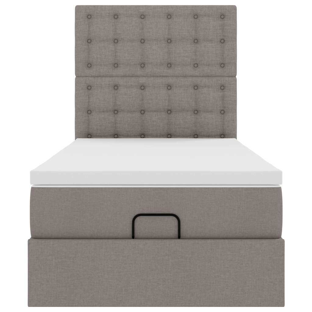 ottoman seng med madras 100x200 cm stof gråbrun