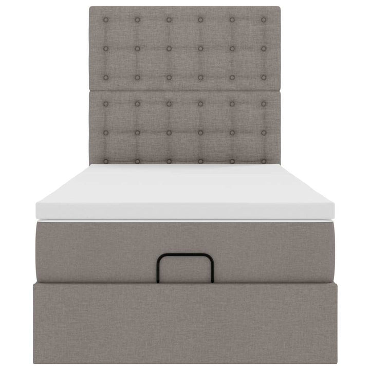 ottoman seng med madras 100x200 cm stof gråbrun