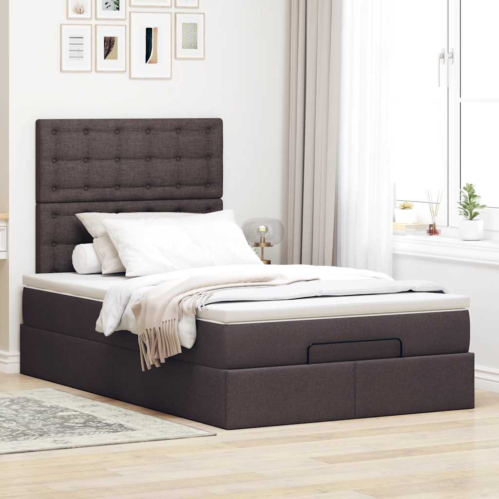 osmannisk sengeramme med madras 120x190 cm stof mørkebrun