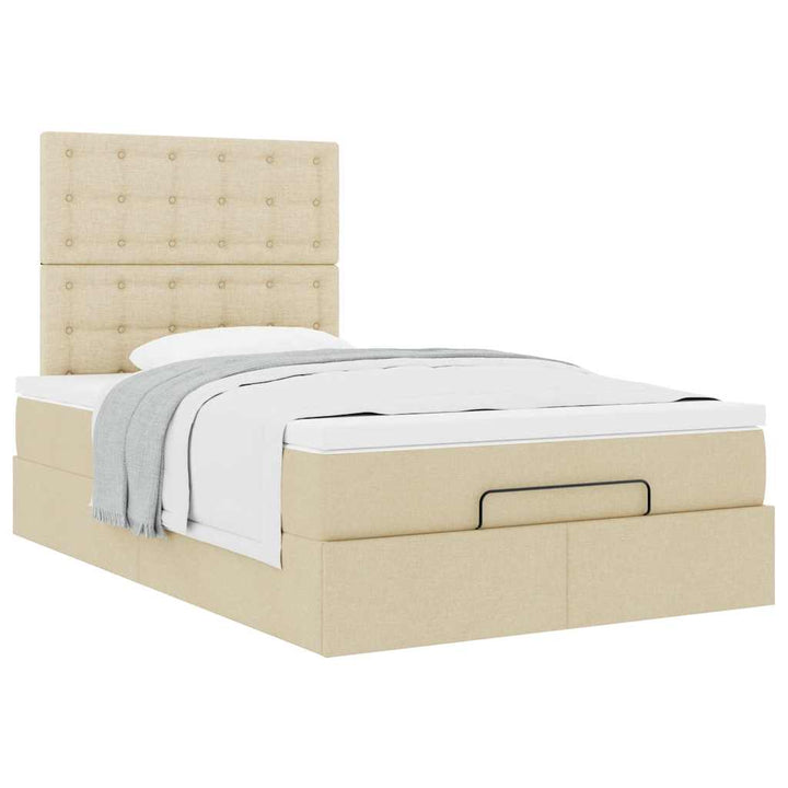 osmannisk sengeramme med madras 120x190 cm stof cremefarvet