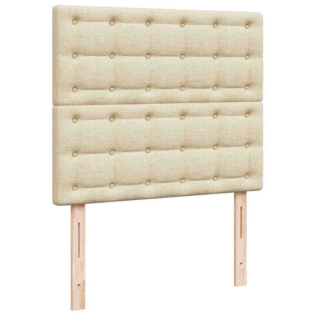 osmannisk sengeramme med madras 120x190 cm stof cremefarvet