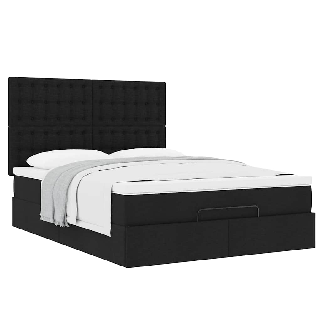 osmannisk sengeramme med madras 140x190 cm stof sort