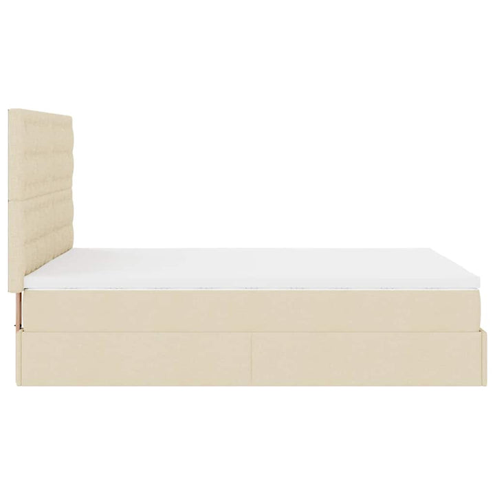 osmannisk sengeramme med madras 140x200 cm stof cremefarvet