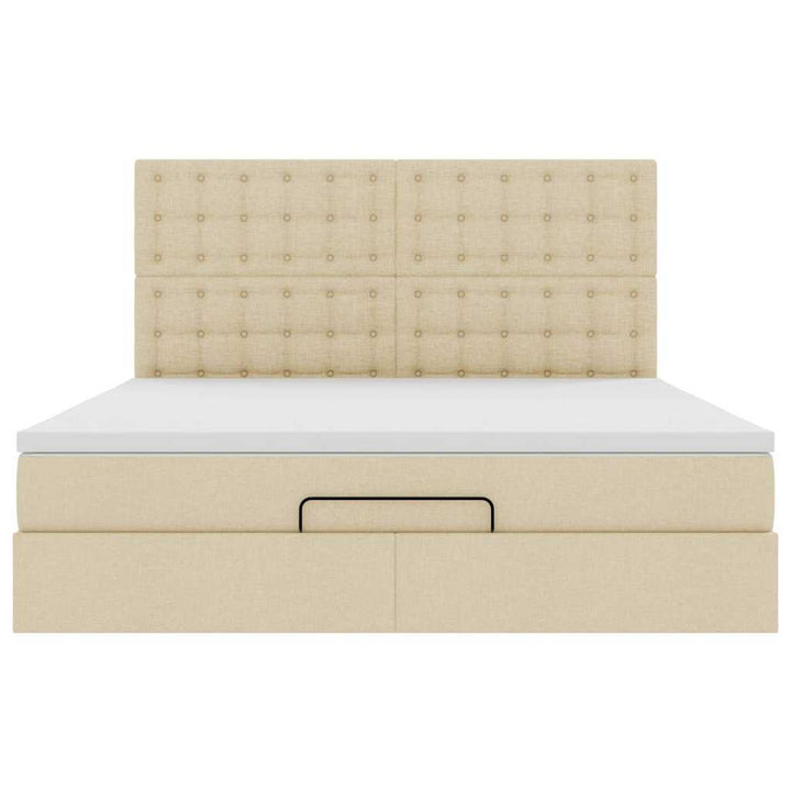 osmannisk sengeramme med madras 160x200 cm stof cremefarvet