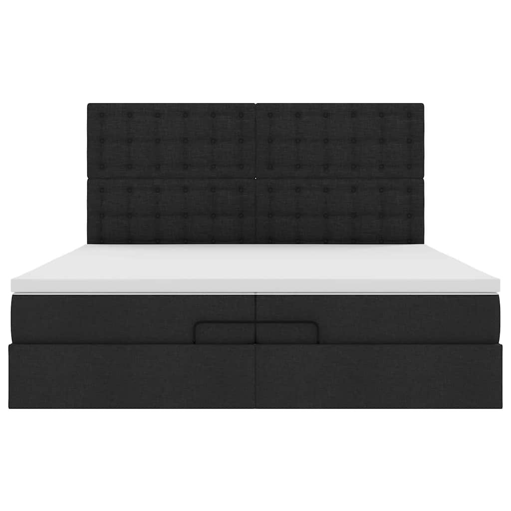 osmannisk sengeramme med madrasser 200x200 cm stof sort