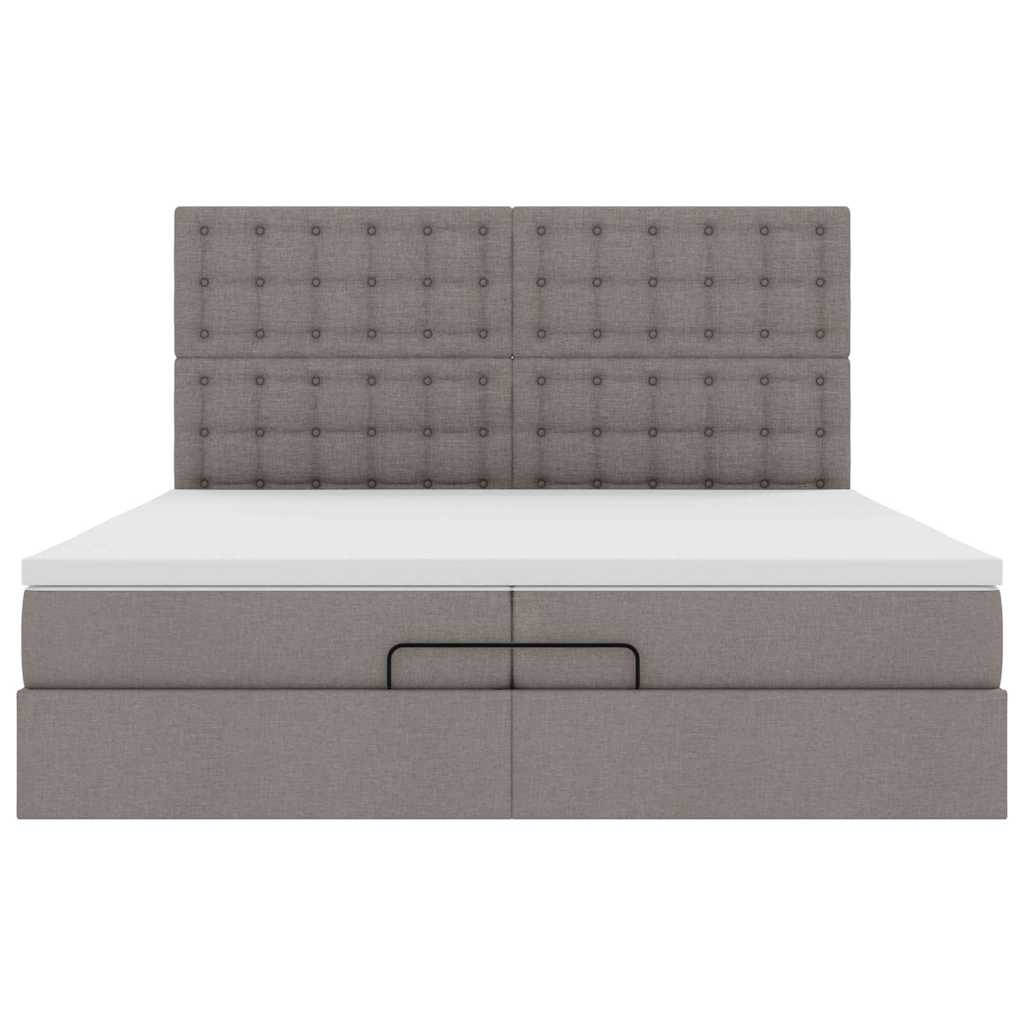 osmannisk sengeramme med madrasser 200x200 cm stof gråbrun