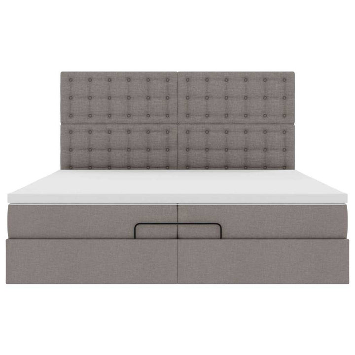 osmannisk sengeramme med madrasser 200x200 cm stof gråbrun