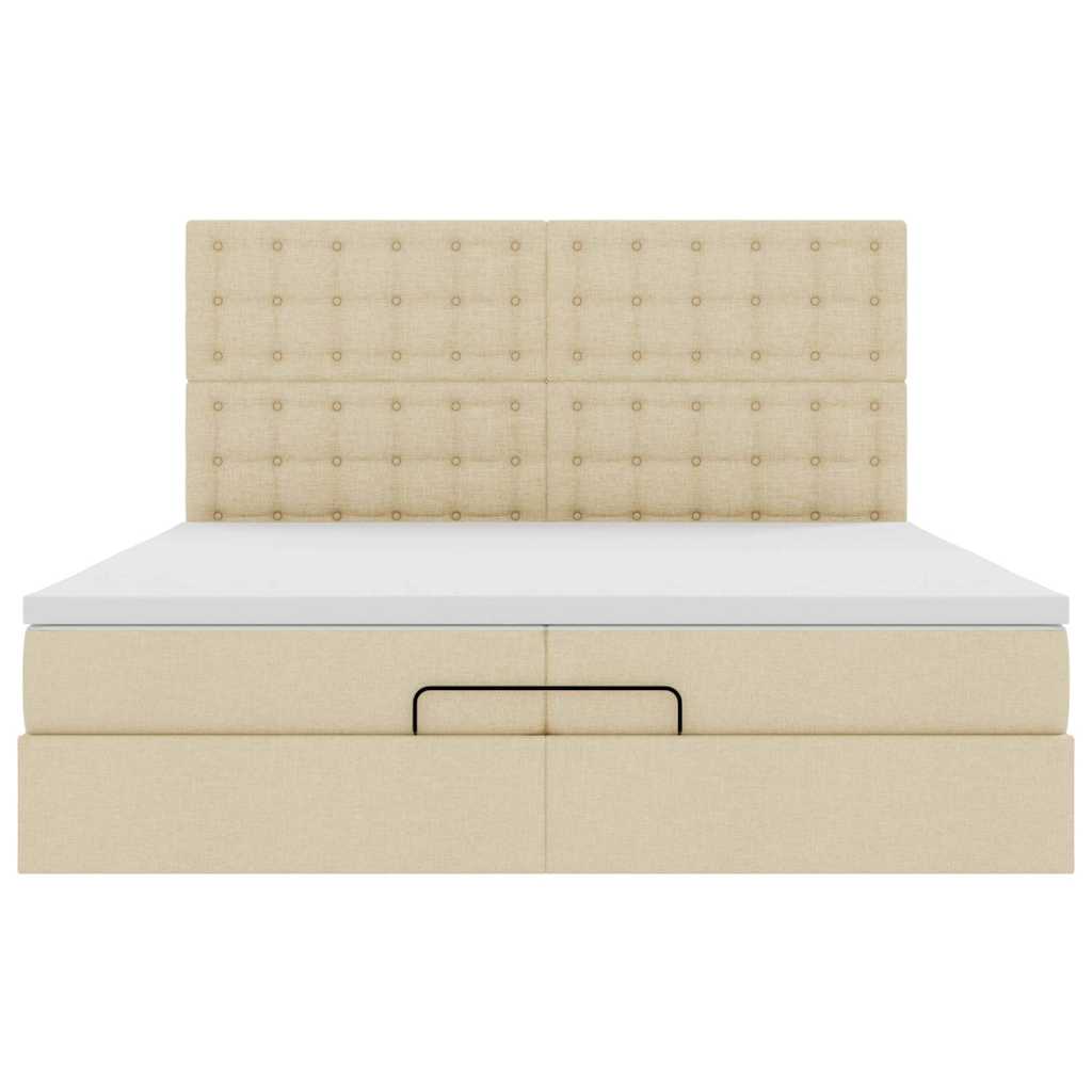 osmannisk sengeramme med madrasser 200x200 cm stof cremefarvet
