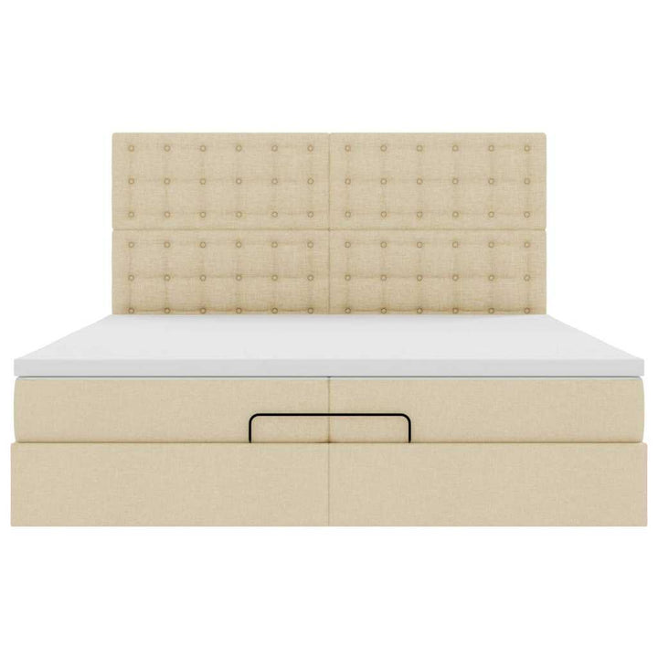 osmannisk sengeramme med madrasser 200x200 cm stof cremefarvet