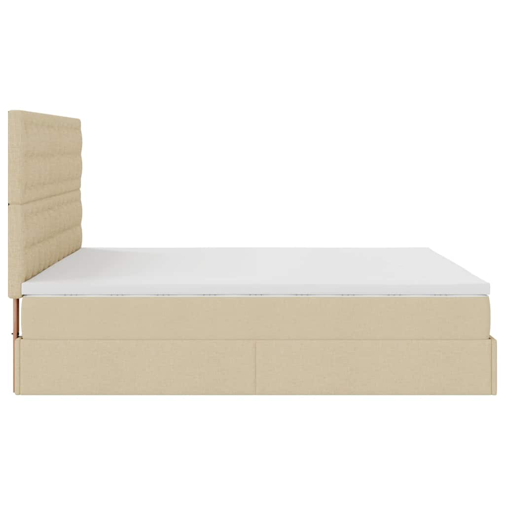 osmannisk sengeramme med madrasser 200x200 cm stof cremefarvet