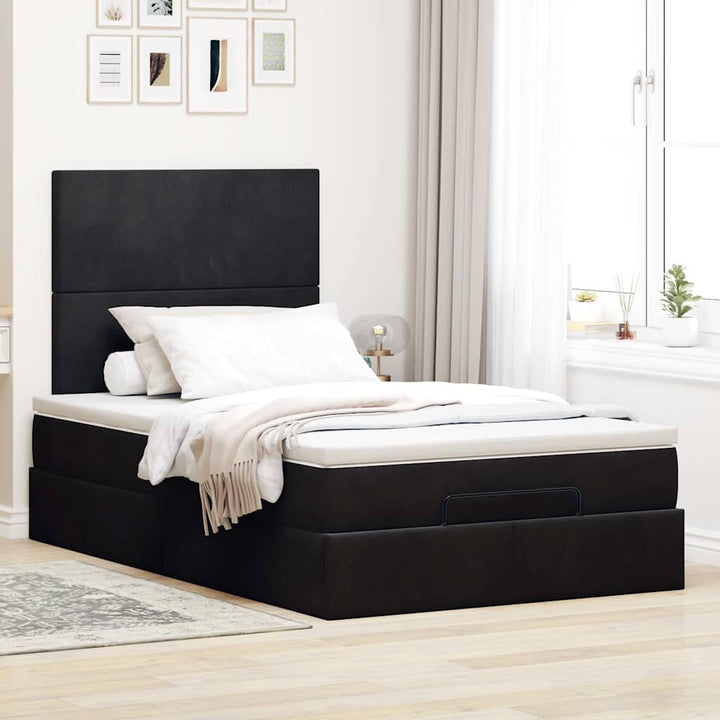 osmannisk sengeramme med madrasser 120x190 cm fløjl sort