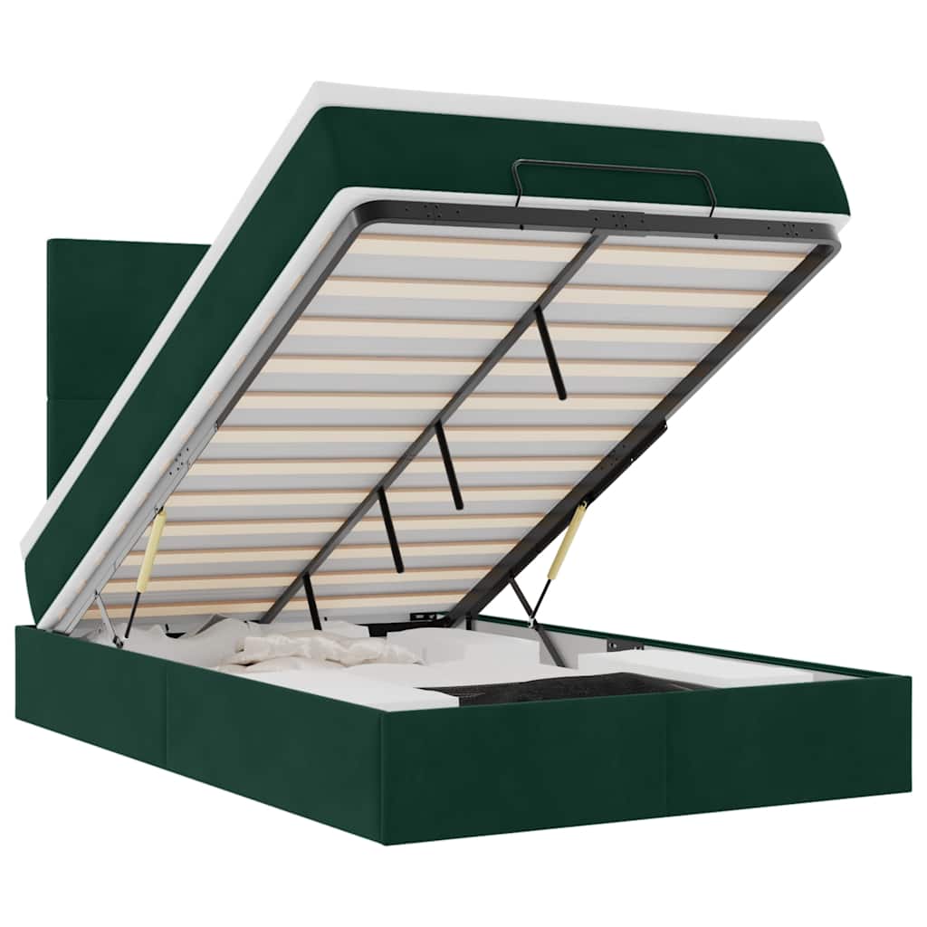 osmannisk sengeramme med madrasser 120x200 cm fløjl mørkegrøn