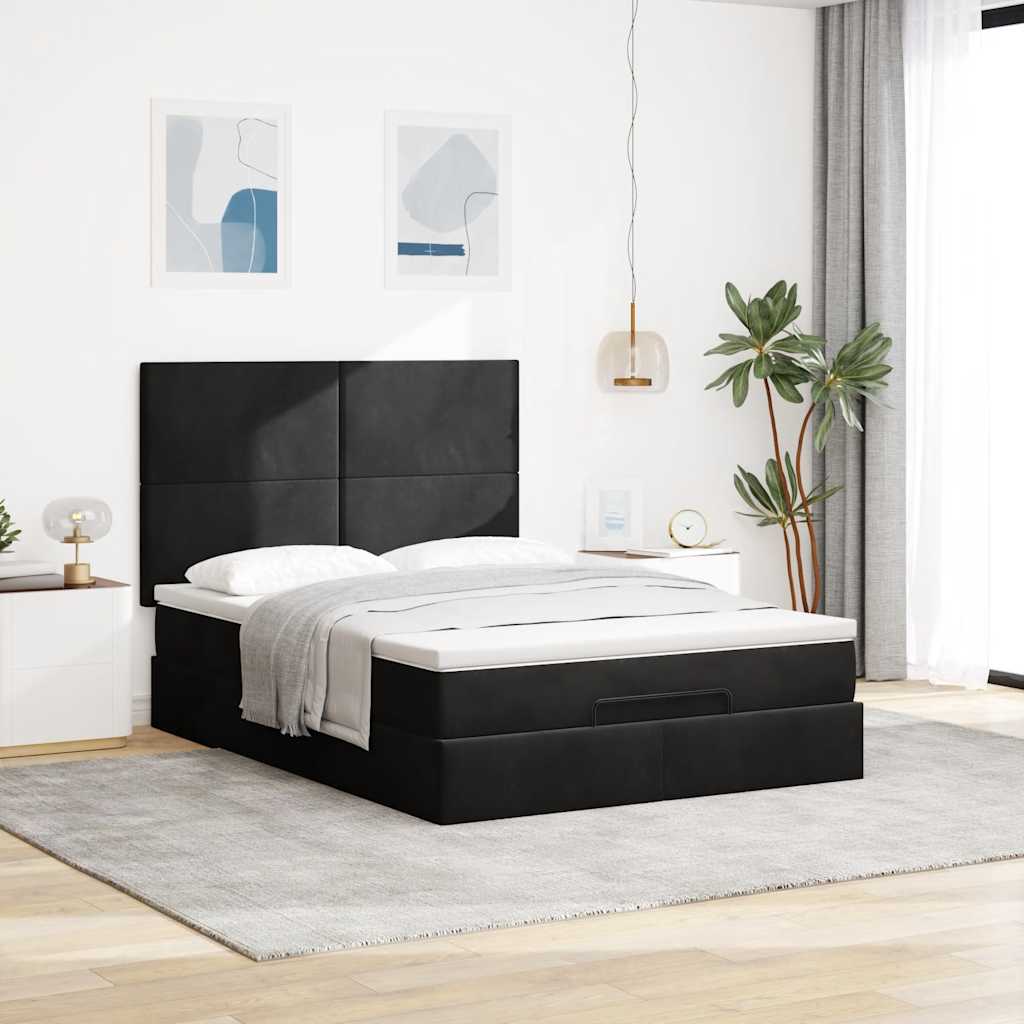 osmannisk sengeramme med madrasser 140x190 cm fløjl sort