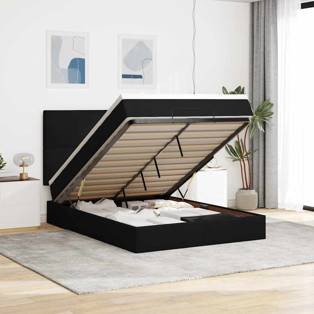 osmannisk sengeramme med madrasser 140x190 cm fløjl sort