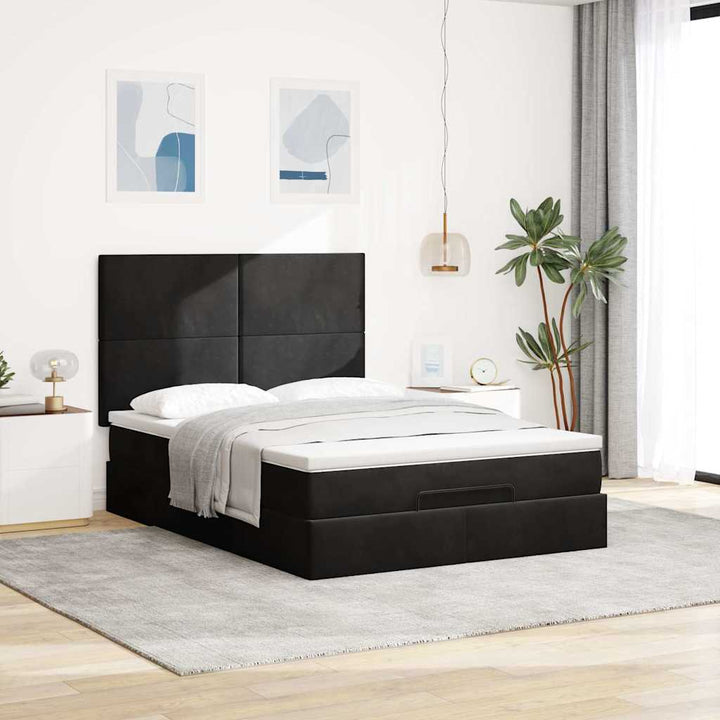 osmannisk sengeramme med madrasser 140x200 cm fløjl sort