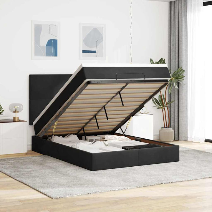 osmannisk sengeramme med madrasser 140x200 cm fløjl sort