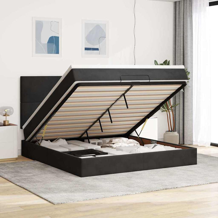 osmannisk sengeramme med madrasser 160x200 cm fløjl sort