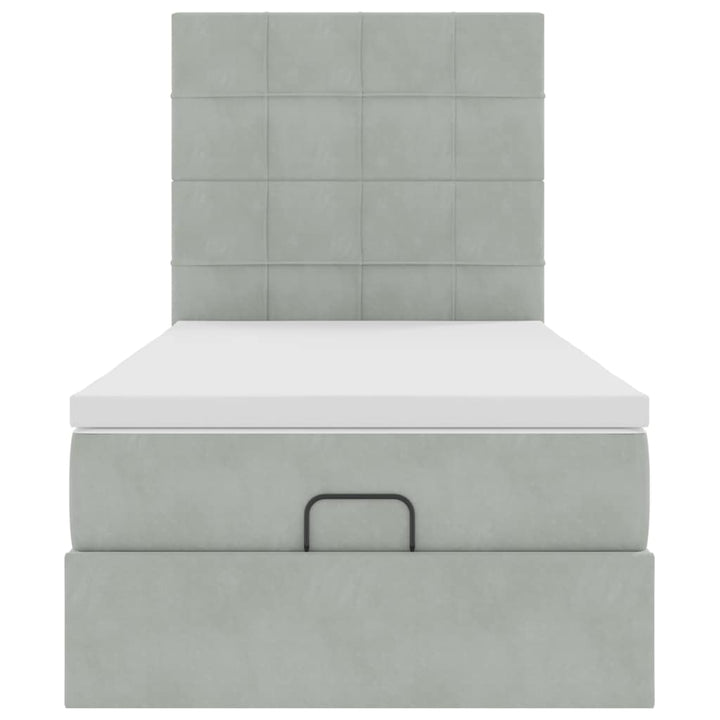 osmannisk sengeramme med madrasser 90x190 cm fløjl lysegrå
