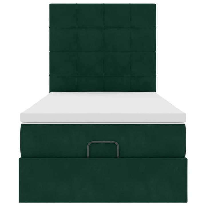 osmannisk sengeramme med madrasser 90x200 cm fløjl mørkegrøn