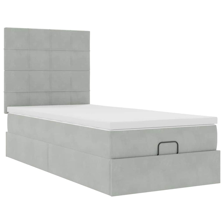 osmannisk sengeramme med madrasser 100x200 cm fløjl lysegrå