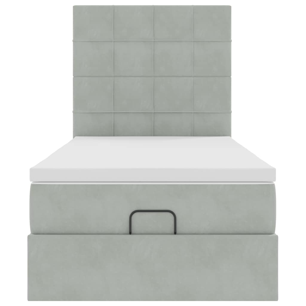 osmannisk sengeramme med madrasser 100x200 cm fløjl lysegrå