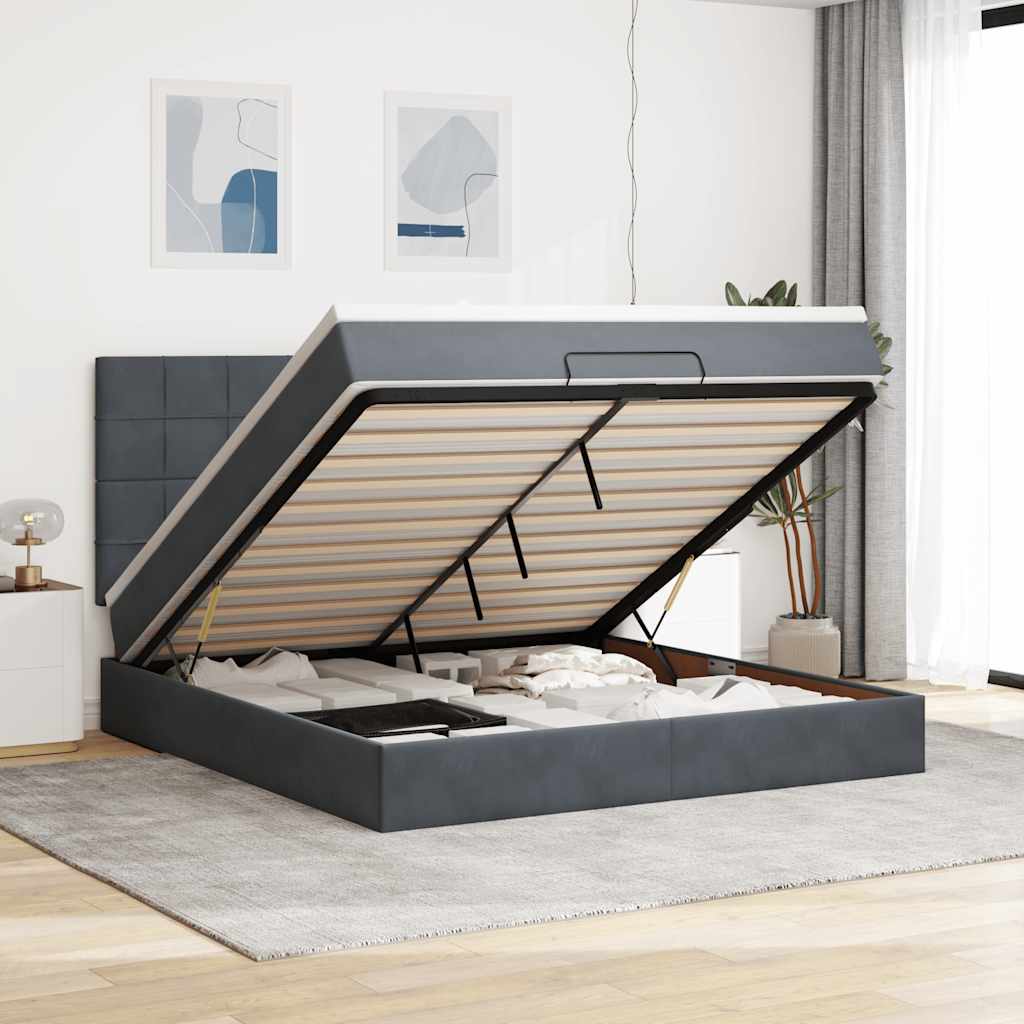 osmannisk sengeramme med madrasser 180x200 cm fløjl mørkegrå