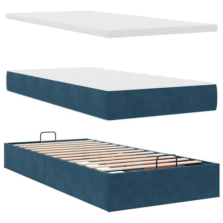osmannisk sengeramme med madrasser 90x200 cm fløjl mørkeblå