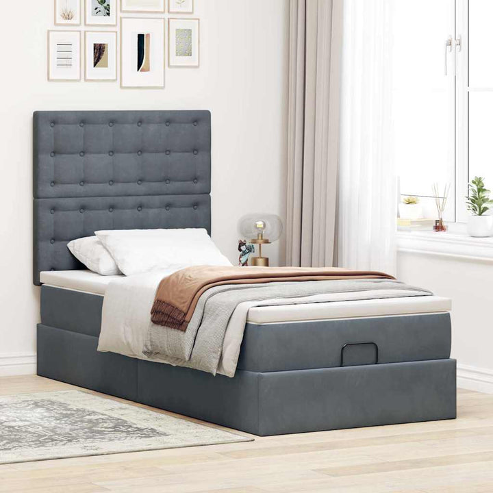 osmannisk sengeramme med madrasser 80x200 cm fløjl mørkegrå