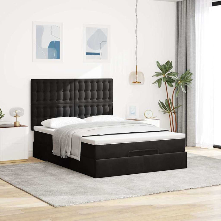 osmannisk sengeramme med madrasser 140x200 cm fløjl sort