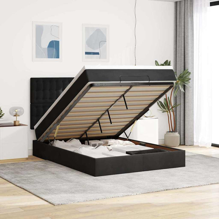 osmannisk sengeramme med madrasser 140x200 cm fløjl sort