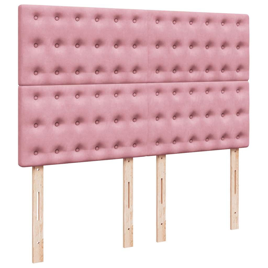 osmannisk sengeramme med madrasser 140x200 cm fløjl lyserød