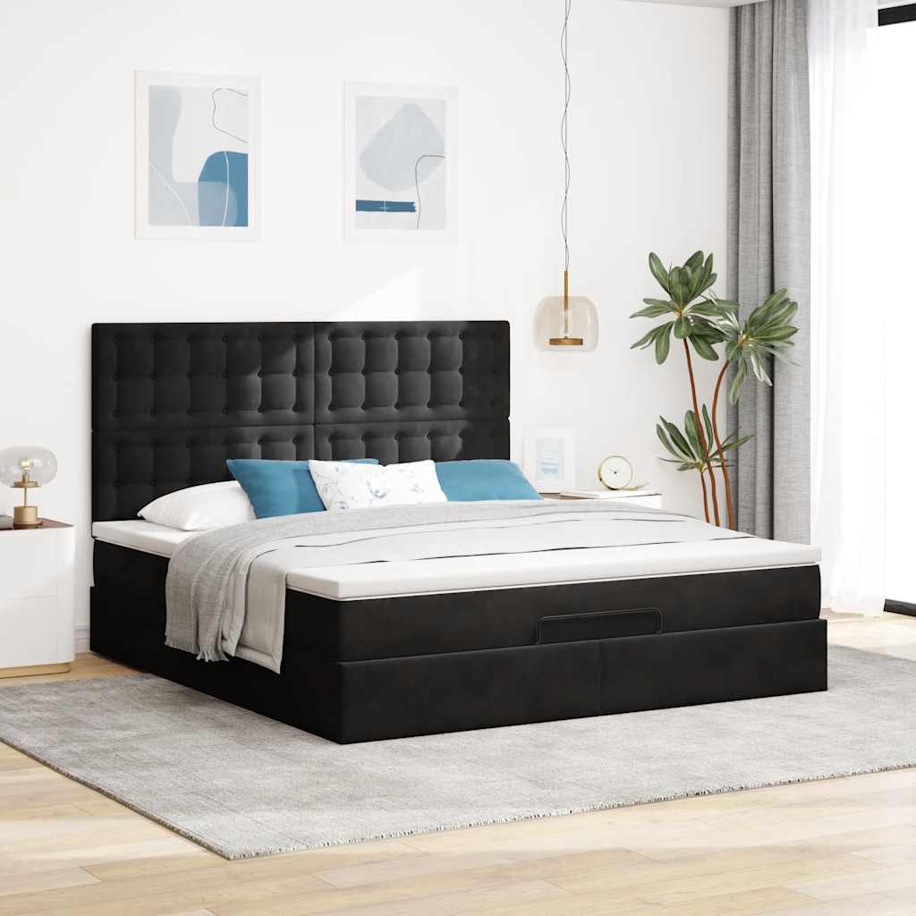 osmannisk sengeramme med madrasser 180x200 cm fløjl sort