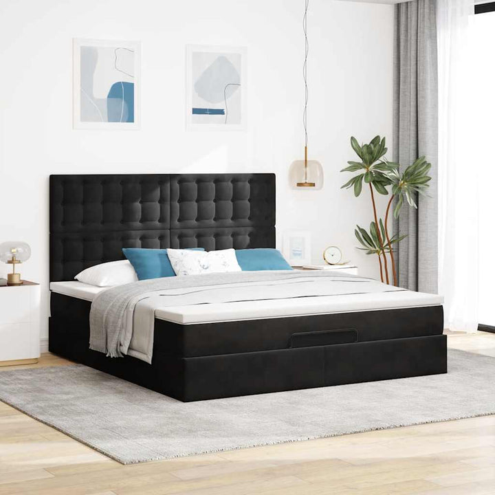 osmannisk sengeramme med madrasser 180x200 cm fløjl sort