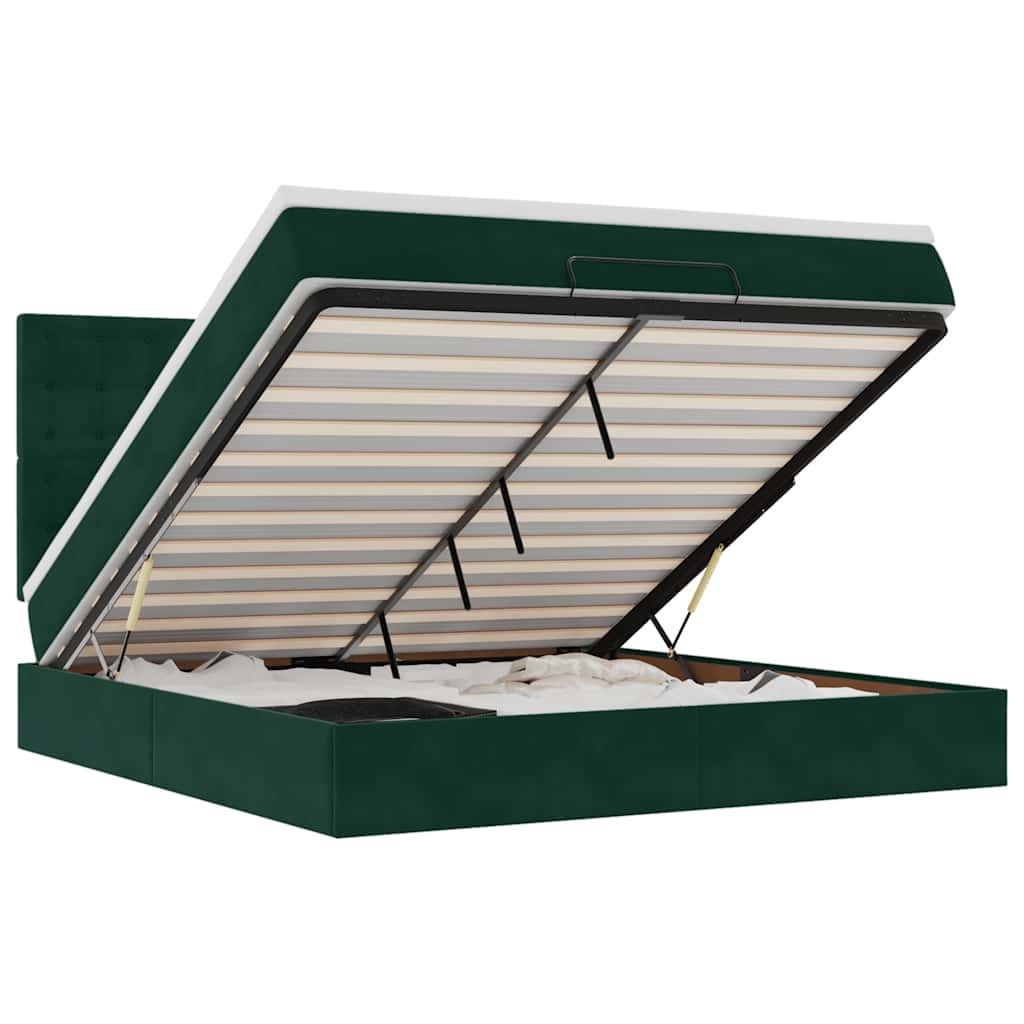 osmannisk sengeramme med madrasser 180x200 cm fløjl mørkegrøn