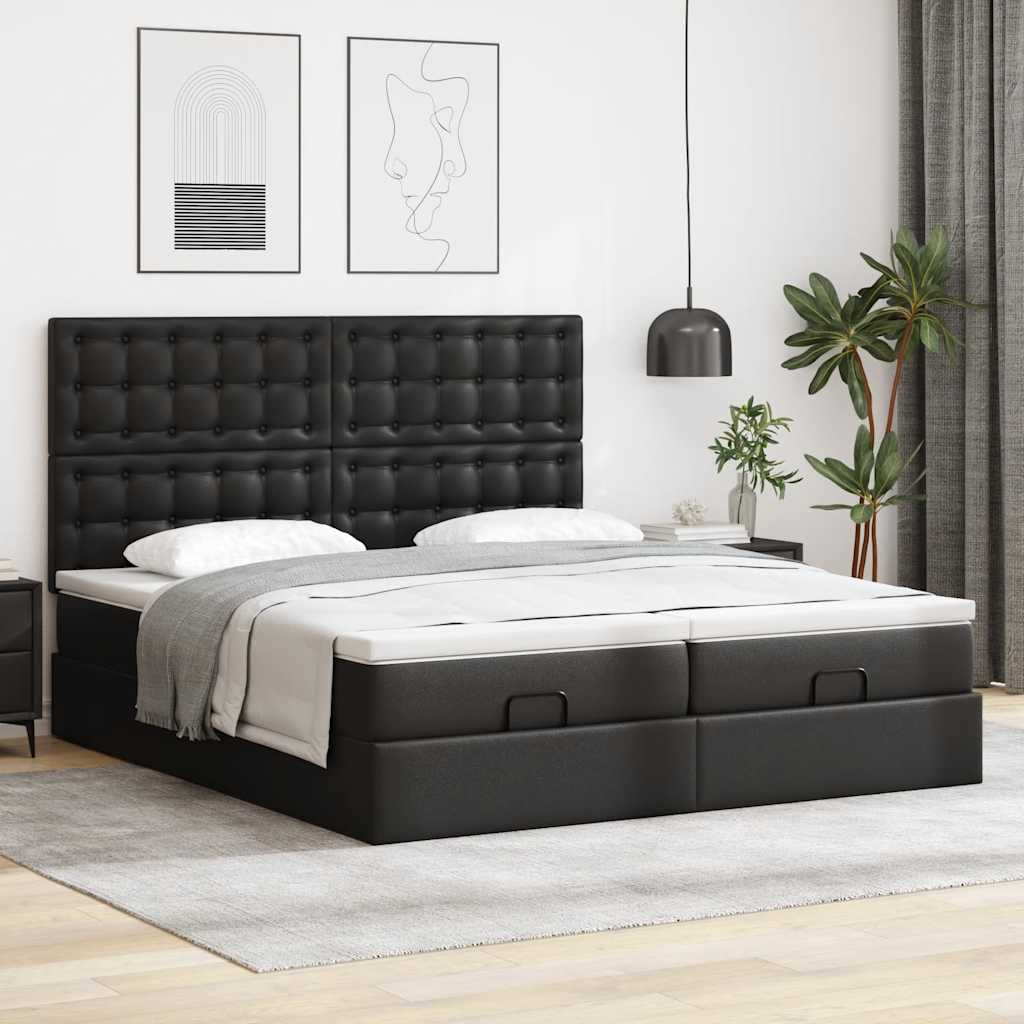 osmannisk sengeramme med madrasser 160x200 cm kunstlæder sort