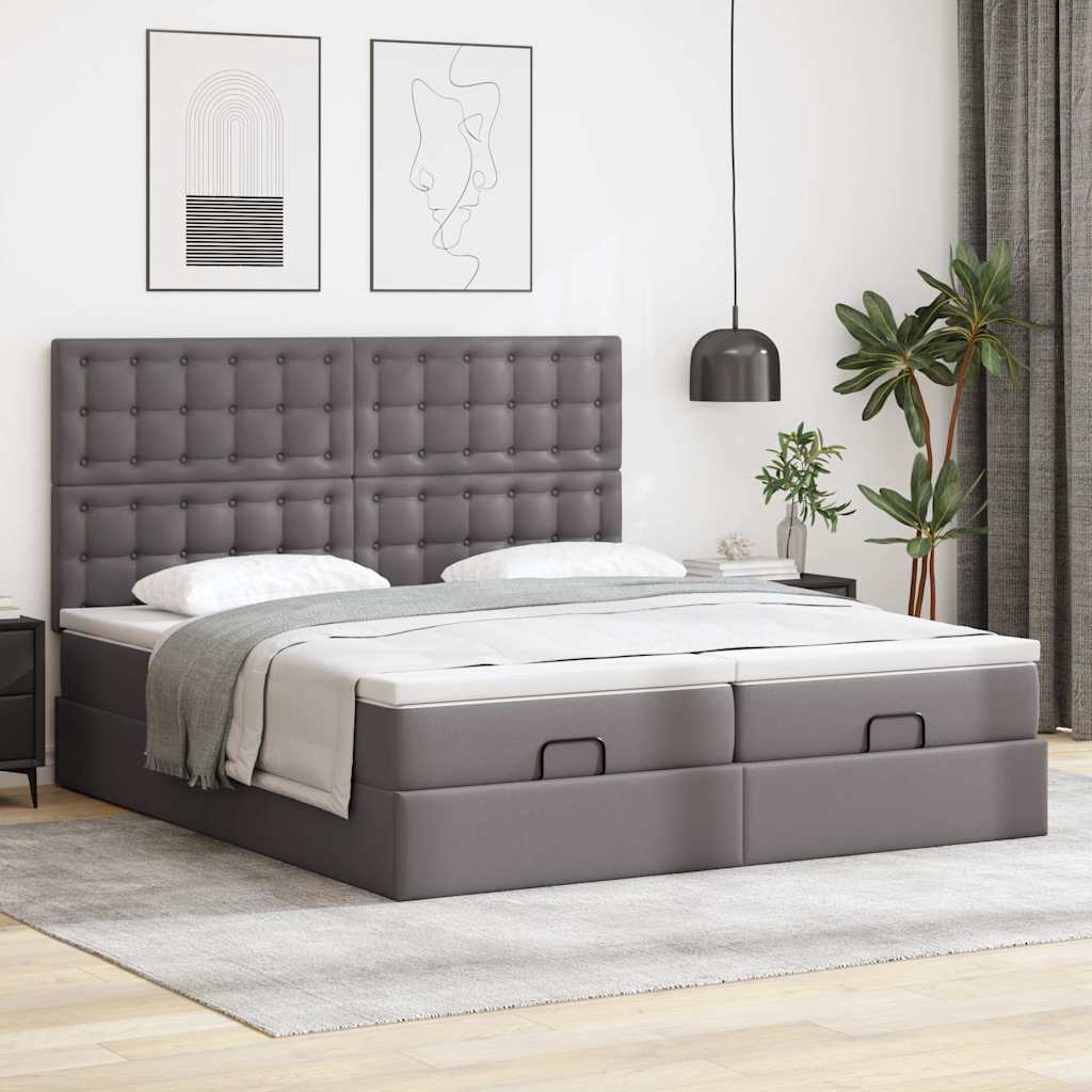 osmannisk sengeramme med madrasser 160x200 cm kunstlæder grå