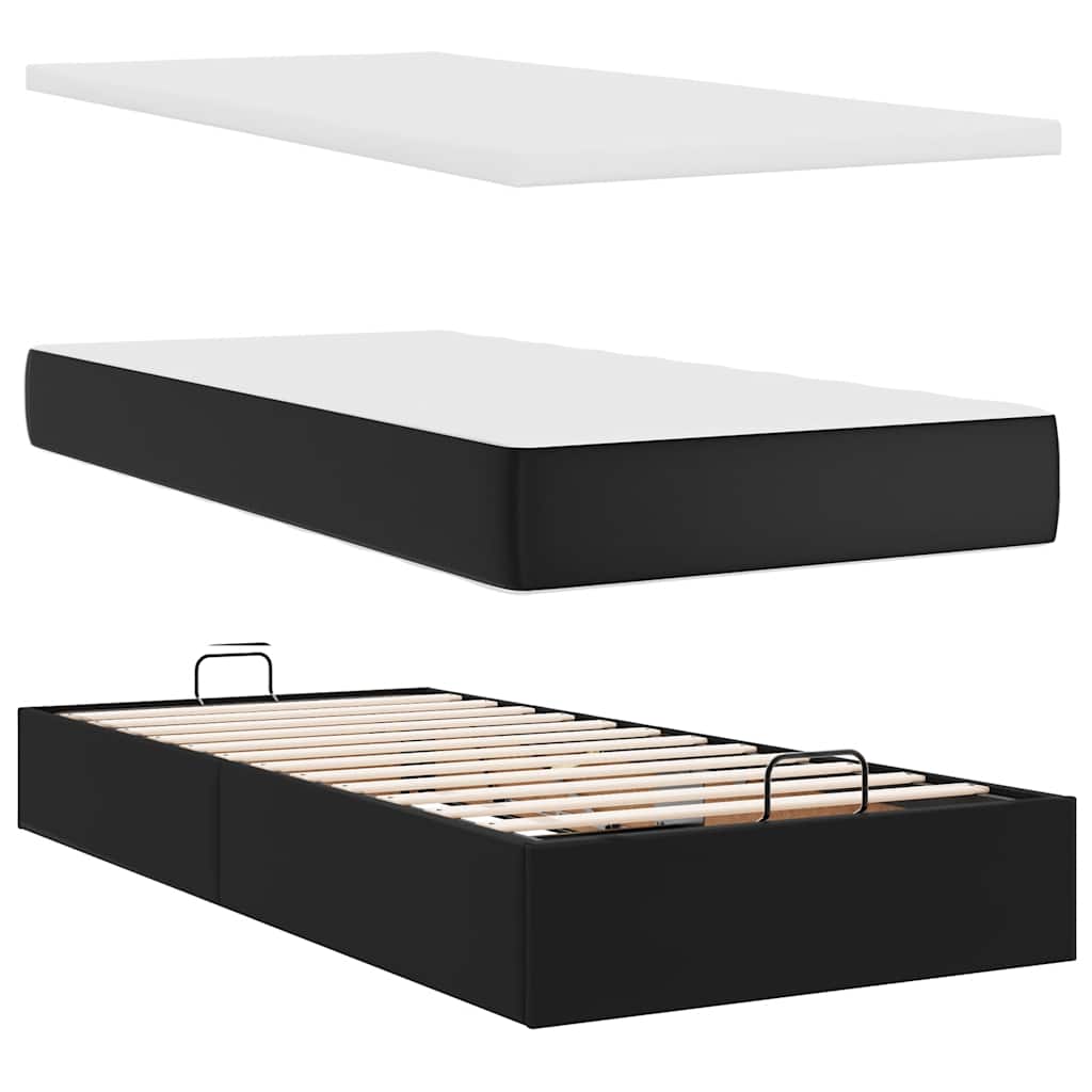 osmannisk sengeramme med madrasser 180x200 cm kunstlæder sort
