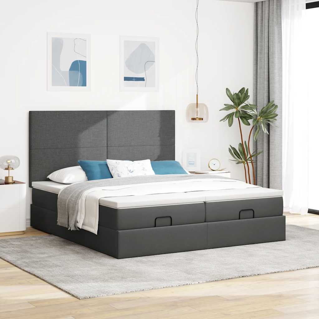osmannisk sengeramme med madrasser 160x200 cm stof mørkegrå