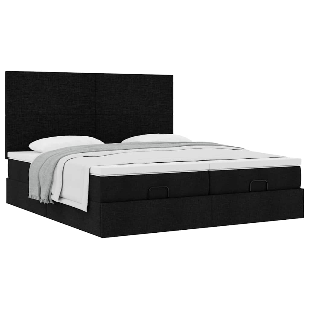 osmannisk sengeramme med madrasser 160x200 cm stof sort