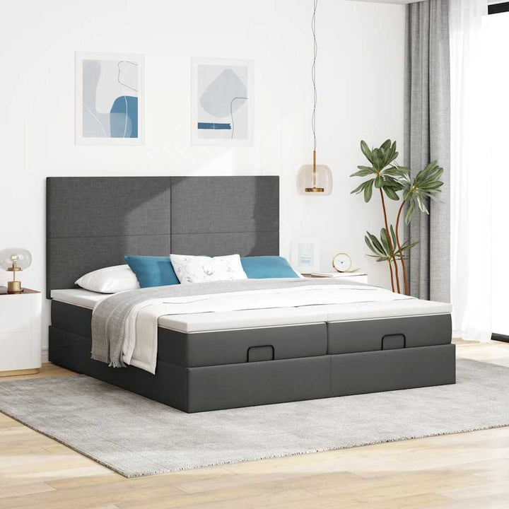osmannisk sengeramme med madrasser 180x200 cm stof mørkegrå