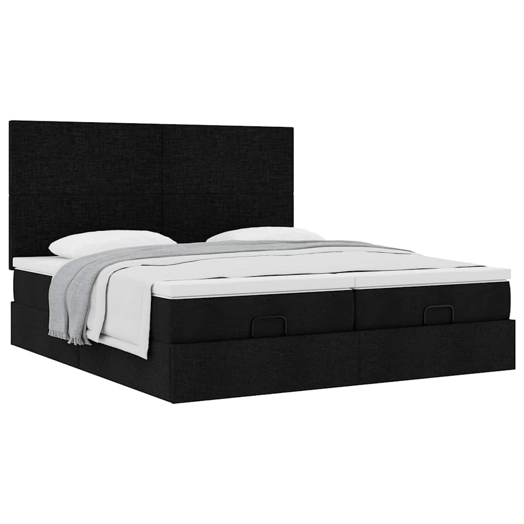 osmannisk sengeramme med madrasser 180x200 cm stof sort