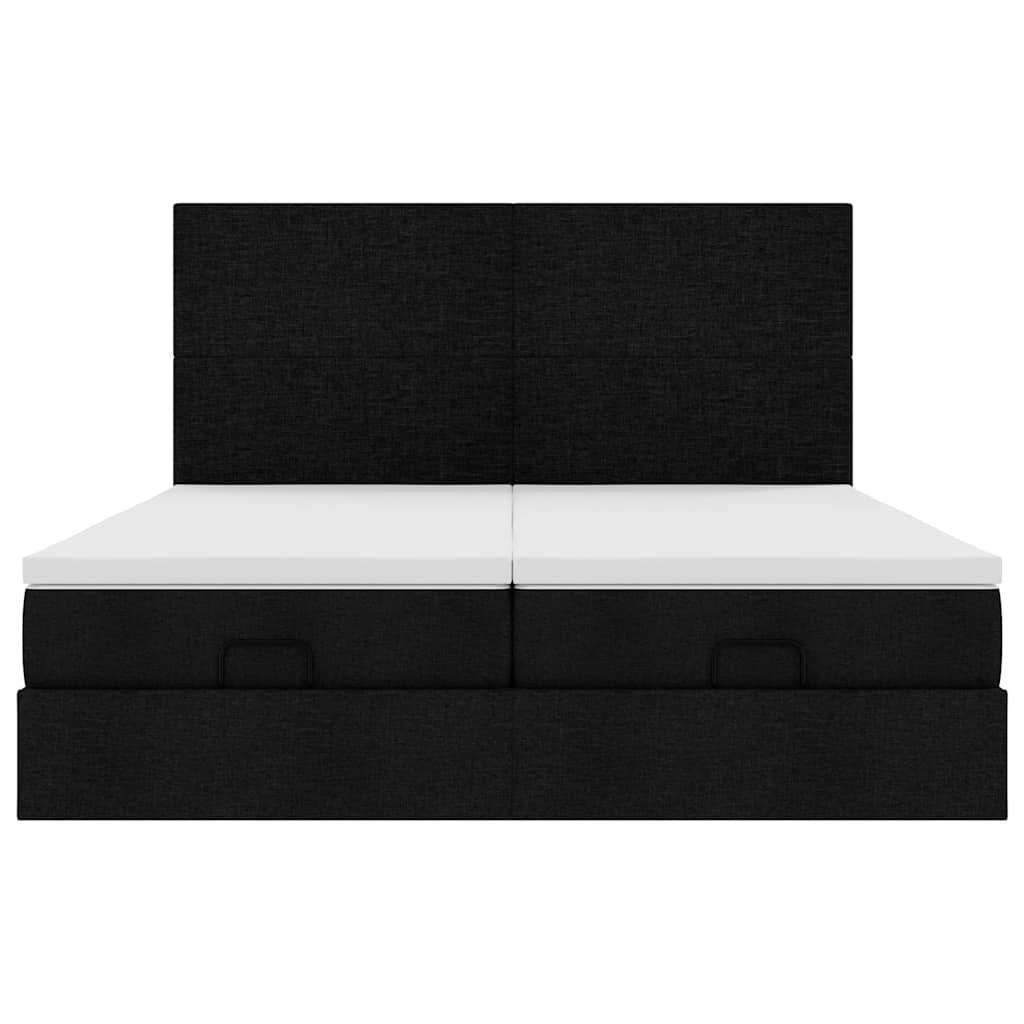 osmannisk sengeramme med madrasser 180x200 cm stof sort