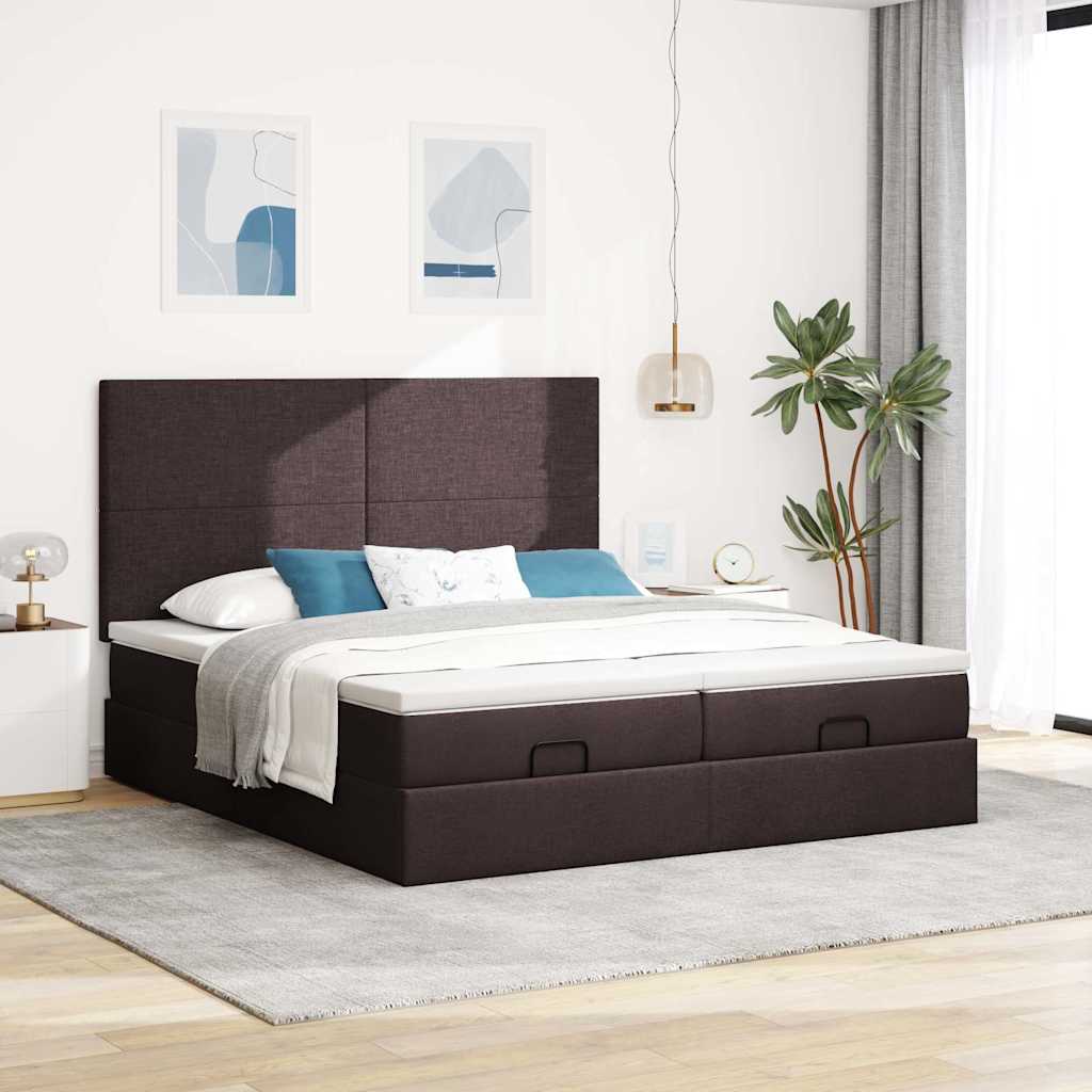 osmannisk sengeramme med madrasser 180x200 cm stof mørkebrun