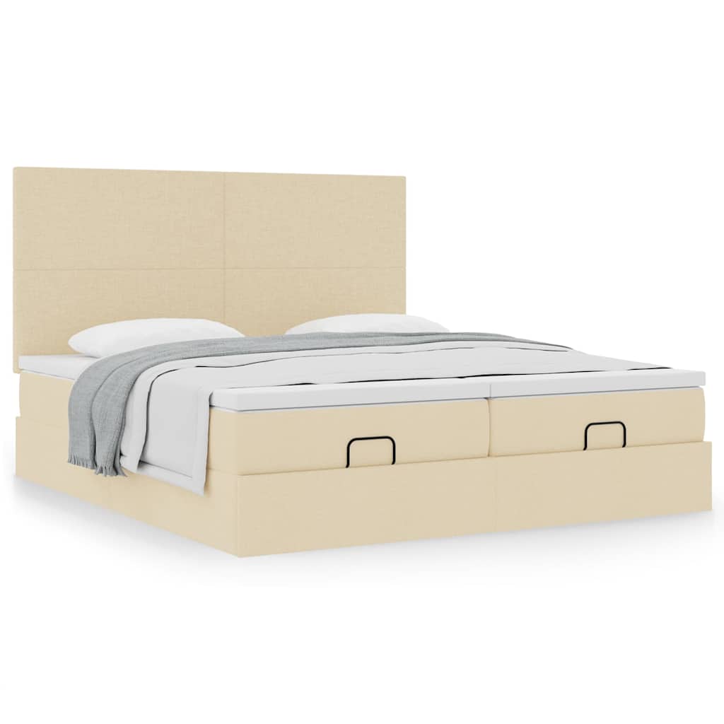 osmannisk sengeramme med madrasser 180x200 cm stof cremefarvet